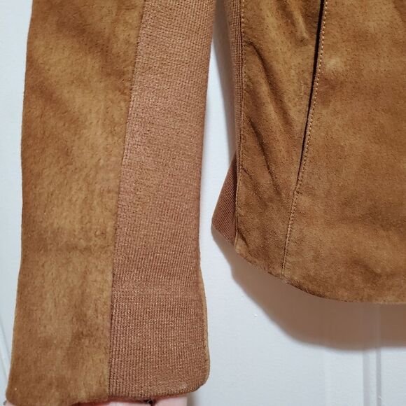 Soia & Kyo Genuine Pig Suede Zipper Jacket Stretchy Side Panels Size XS - Picture 9 of 16